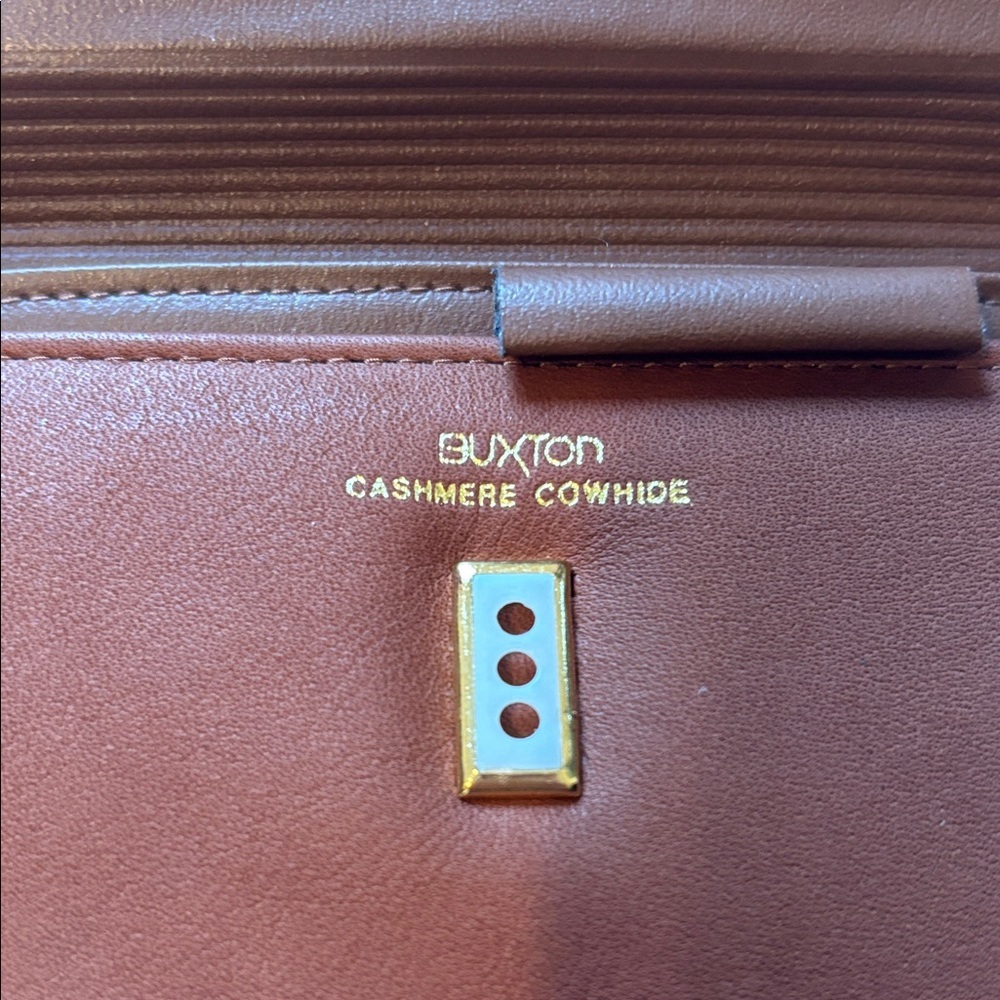 Buxton Cashmere Cowhide Wallet Brown EUC - Picture 2 of 10